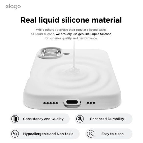 Elago для iPhone 16 чехол Soft silicone (Liquid) White