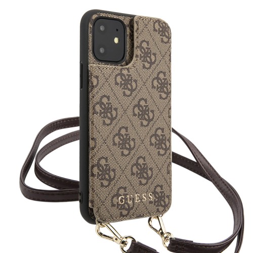 Чехол Guess 4G Crossbody cardslots magnetic Hard для iPhone 11, коричневый