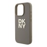 DKNY для iPhone 16 Pro чехол PU Stack metal logo Hard + Hand strap Beige