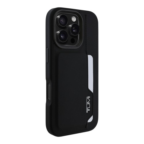 TUMI для iPhone 16 Pro чехол Genuine Leather with Vertical cardslot Hard Black