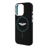 Aston Martin для iPhone 16 Pro чехол Liquid Silicone Green Circle Hard Black (MagSafe)