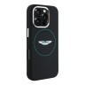 Aston Martin для iPhone 16 Pro чехол Liquid Silicone Green Circle Hard Black (MagSafe)