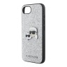 Karl Lagerfeld для iPhone 16e чехол Fixed glitters NFT Karl & Choupette metal Heads Hard Silver