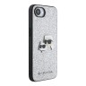 Karl Lagerfeld для iPhone 16e чехол Fixed glitters NFT Karl & Choupette metal Heads Hard Silver