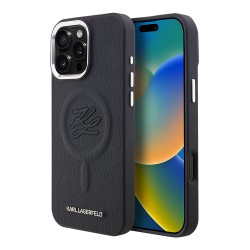 Karl Lagerfeld для iPhone 16 Pro чехол PU Initials & Metal logo Hard Navy (MagSafe)