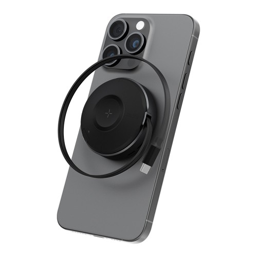 Energea Беспроводное СЗУ MagDuo Arc 2in1 iPhone +Apple Watch charger +retractable USB-C Cable Gunmetal