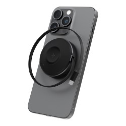 Energea Беспроводное СЗУ MagDuo Arc 2in1 iPhone +Apple Watch charger +retractable USB-C Cable Gunmetal