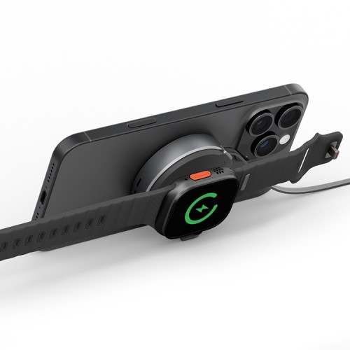 Energea Беспроводное СЗУ MagDuo Arc 2in1 iPhone +Apple Watch charger +retractable USB-C Cable Gunmetal