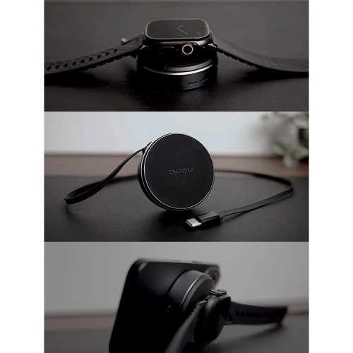 Energea Беспроводное СЗУ MagDuo Arc 2in1 iPhone +Apple Watch charger +retractable USB-C Cable Gunmetal