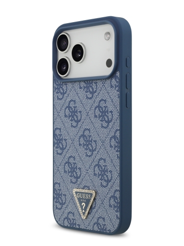 Guess для iPhone 17 Pro Max чехол PU 4G Triangle Diamond metal logo Hard Blue (MagSafe)