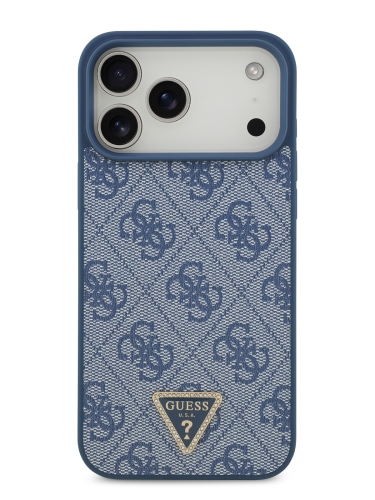 Guess для iPhone 17 Pro Max чехол PU 4G Triangle Diamond metal logo Hard Blue (MagSafe)