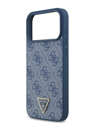 Guess для iPhone 17 Pro Max чехол PU 4G Triangle Diamond metal logo Hard Blue (MagSafe)