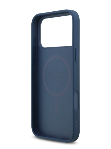 Guess для iPhone 17 Pro Max чехол PU 4G Triangle Diamond metal logo Hard Blue (MagSafe)