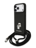 Karl Lagerfeld для iPhone 17 Pro чехол Crossbody PU Saffiano NFT Karl&Choup Metal Hard + Cord Black