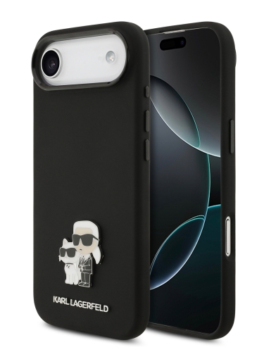 Karl Lagerfeld для iPhone Air чехол Liquid silicone NFT Karl & Choupette Metal pin & Camera Hard Black