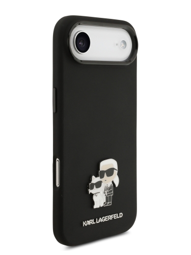 Karl Lagerfeld для iPhone Air чехол Liquid silicone NFT Karl & Choupette Metal pin & Camera Hard Black