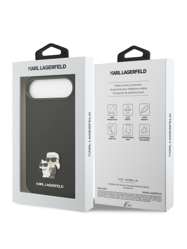 Karl Lagerfeld для iPhone Air чехол Liquid silicone NFT Karl & Choupette Metal pin & Camera Hard Black
