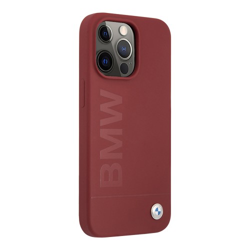 Чехол BMW Signature Liquid Silicone Laser logo для iPhone 13 Pro Max, красный