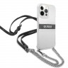 Чехол Guess 4G Stripe Hard Transparent +Silver crossbody chain для iPhone 13 Pro Max