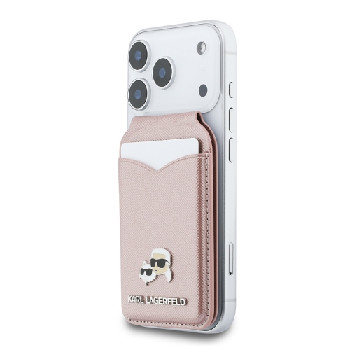 Karl Lagerfeldd картхолдер бумажник-стенд Wallet MagSafe Cardslot Stand with Mirror Saffiano NFT K&C metal Pink