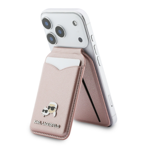 Karl Lagerfeldd картхолдер бумажник-стенд Wallet MagSafe Cardslot Stand with Mirror Saffiano NFT K&C metal Pink