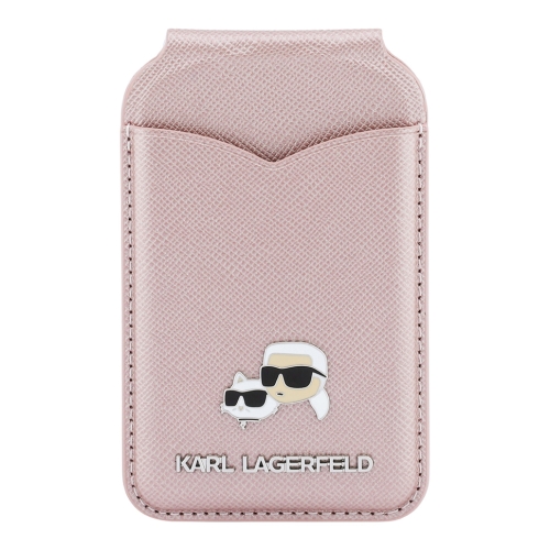 Karl Lagerfeldd картхолдер бумажник-стенд Wallet MagSafe Cardslot Stand with Mirror Saffiano NFT K&C metal Pink
