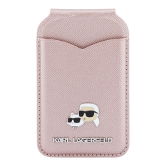 Karl Lagerfeldd картхолдер бумажник-стенд Wallet MagSafe Cardslot Stand with Mirror Saffiano NFT K&amp;C metal Pink