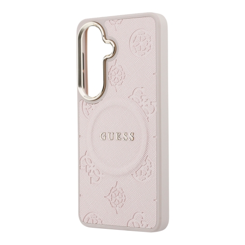 Guess для Galaxy S26 чехол PU Saffiano Peony Metal logo & Camera Hard Pink (MagSafe)
