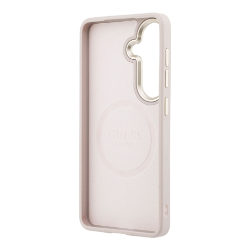 Guess для Galaxy S26 чехол PU Saffiano Peony Metal logo & Camera Hard Pink (MagSafe)