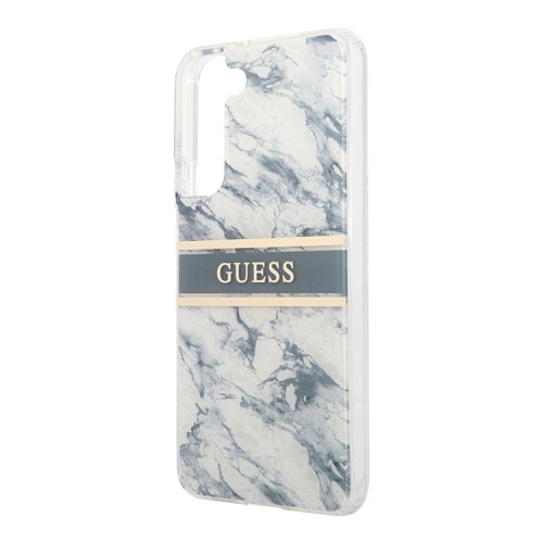 Чехол Guess Marble with Gold stripe Hard для Galaxy S22 Plus, синий