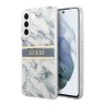 Чехол Guess Marble with Gold stripe Hard для Galaxy S22 Plus, синий