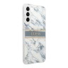 Чехол Guess Marble with Gold stripe Hard для Galaxy S22 Plus, синий