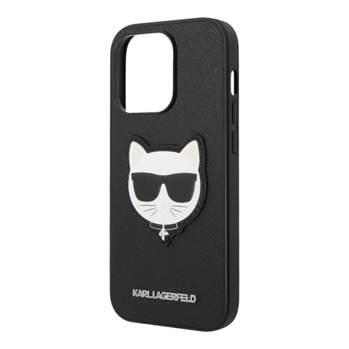 Karl Lagerfeld PU Saffiano Choupette head Patch Hard чехол для iPhone 14 Pro Max, черный
