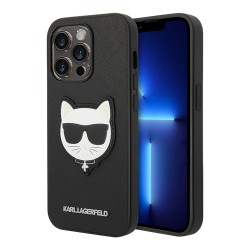 Чехол Lagerfeld PU Saffiano Choupette head Patch Hard для iPhone 14 Pro Max, черный