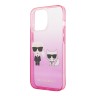 Чехол Lagerfeld Karl & Choupette Hard Gradient для iPhone 13 Pro  Max, розовая рамка