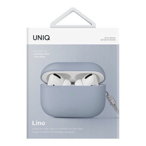 Чехол Uniq LINO Liquid silicone для AirPods Pro 2, голубой