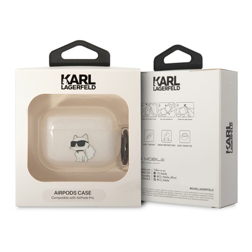 Чехол Lagerfeld TPU with ring NFT Choupette для Airpods Pro, прозрачный