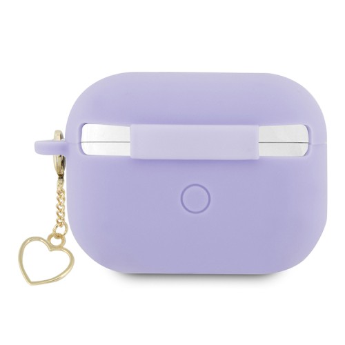 Чехол Guess Silicone Script logo with Heart charm для Airpods Pro 2, фиолетовый