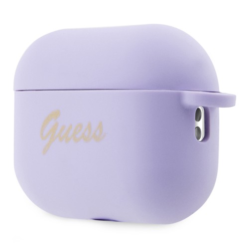 Чехол Guess Silicone Script logo with Heart charm для Airpods Pro 2, фиолетовый