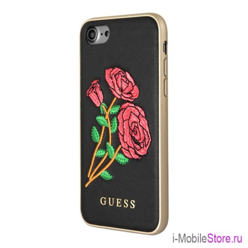 Guess Flower desire Embroidered roses чехол для iPhone 7/8, черный