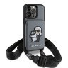 Чехол Lagerfeld Crossbody cardslot PU Saffiano NFT Karl&Choupette Hard для iPhone 14 Pro, серебристый