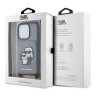 Чехол Lagerfeld Crossbody cardslot PU Saffiano NFT Karl&Choupette Hard для iPhone 14 Pro, серебристый