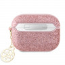 Чехол Guess Glitter flakes Metal logo with Charm для Airpods Pro, розовый