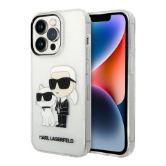 Lagerfeld для iPhone 15 Pro чехол PC/TPU NFT Karl &amp; Choupette Hard Glitter Transparent