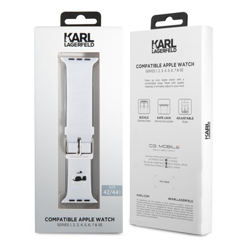 Karl Lagerfeld для Apple Watch 49-46-45-44 mm ремешок 3D Rubber NFT Choupette head White
