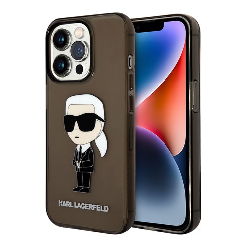 Lagerfeld для iPhone 15 Pro чехол PC/TPU NFT Karl Ikonik Hard Translucent Black