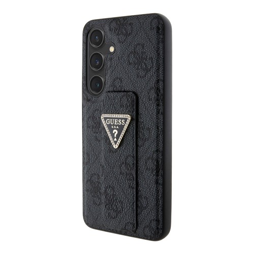 Guess для Galaxy S24 чехол GripStand PU 4G with Triangle Diamond metal logo Hard Black