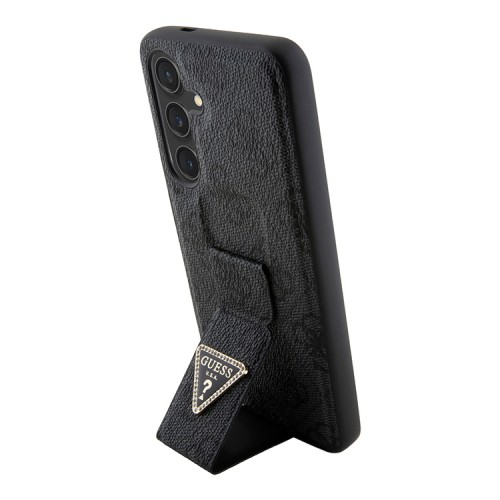 Guess для Galaxy S24 чехол GripStand PU 4G with Triangle Diamond metal logo Hard Black