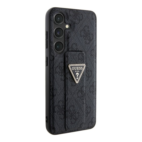 Guess для Galaxy S24 чехол GripStand PU 4G with Triangle Diamond metal logo Hard Black