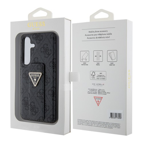 Guess для Galaxy S24 чехол GripStand PU 4G with Triangle Diamond metal logo Hard Black
